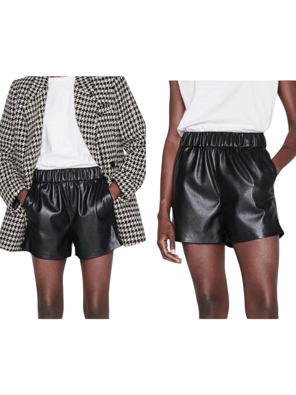 Anine Bing Sofia Short Vegan Leather Elasticized Medium